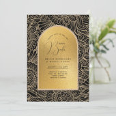 Espanol Invitación Boda Elegant Black Gold Wedding Kaart (Staand voorkant)