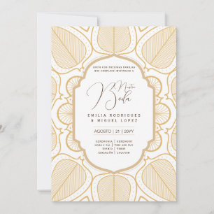 Espanol Invitación Boda Elegant White Gold Kaart