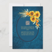 Espanol Invitación Boda Rustic Blue Sunflower Kaart (Achterkant)