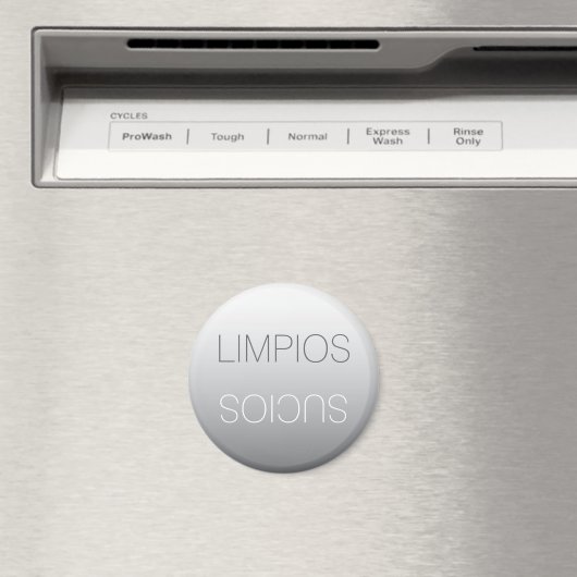 Español Limpios Sucios Round Dishwasher Magneet (Insitu (Vaatwasser))