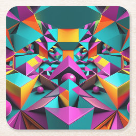 Espejismo Geométrico Vierkante Kartonnen Onderzetter