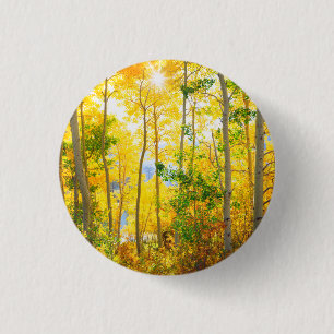 Espenbomen in de herfst Sierra Nevada-gebergte, Ronde Button 3,2 Cm