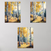 Espenbomen Set van 3 Prints, Triptiek, Waterverf  (Voorkant)