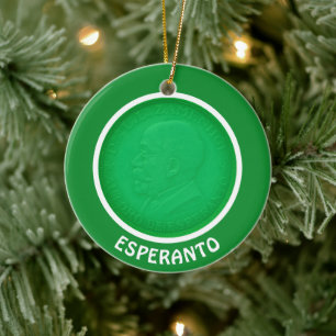 Esperanto flag + Zamenhof; Keramisch Ornament