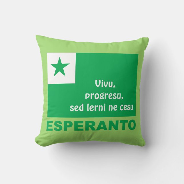 Esperanto / "Vivu, progresu, sed lerni ne Ğesu", Kussen (Voorkant)