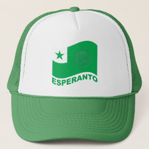 Esperanto wavy flag+text en zamenhof, trucker pet