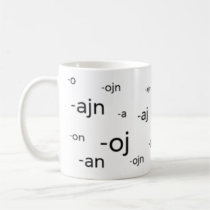Esperanto woorduiteinden koffiemok