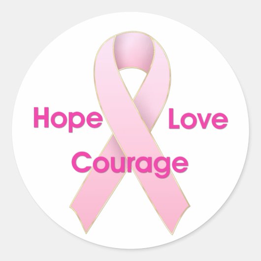 Espoir/Amour/Courage Cancer du sein Stickers ruban (Devant)