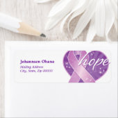 espoir ruban violet ~ étiquette de mailing (En situation)