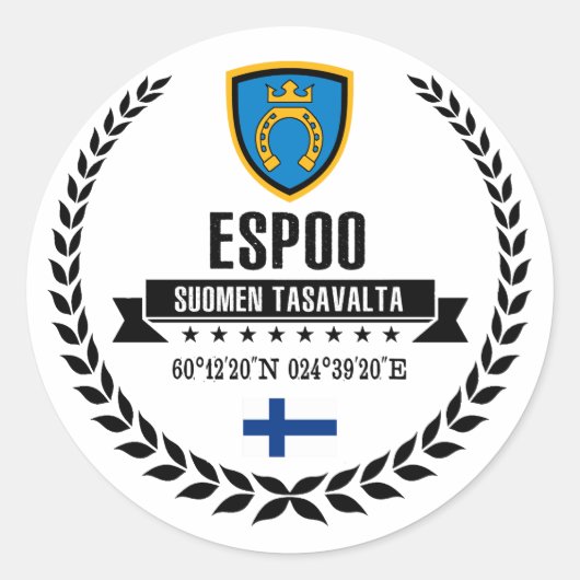 Espoo Ronde Sticker (Voorkant)