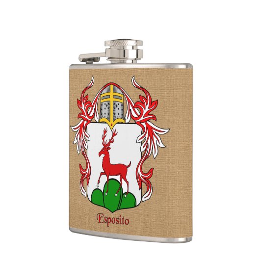 Esposito Heraldisch Schild met Helm en Mantel Heupfles (Links)