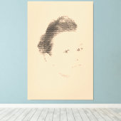 Espressive Black Halftone Effect Woman Face Canvas Afdruk (Insitu (Houten vloer))