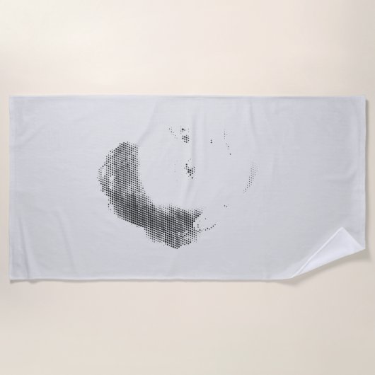 Espressive Black Halftone Effect Woman Face Strandlaken (Voorkant)