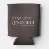 Espresso Brown Ivory Elegant Calligraphy Wedding Blikjeskoeler (Voorkant)