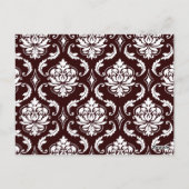 Espresso Bruin Damask Trouwtafel Nummer Kaart (Achterkant)