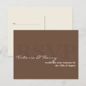 Espresso bruin RSVP eenvoudige bruiloft reactie ka Uitnodiging Briefkaart (Voorkant / Achterkant)