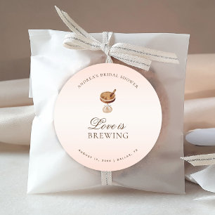 Espresso Coffee Love is Brewing Bruidsuitnodiging Ronde Sticker