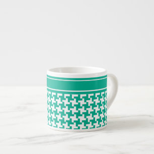 Espresso Coffee Mok, Emerald Green Dogtooth Check Kop