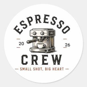 ☕ Espresso Crew Coffee Bar Personeelslogo ☕ Ronde Sticker