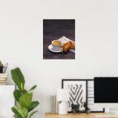 espresso , croissant en krant poster (Thuiskantoor)