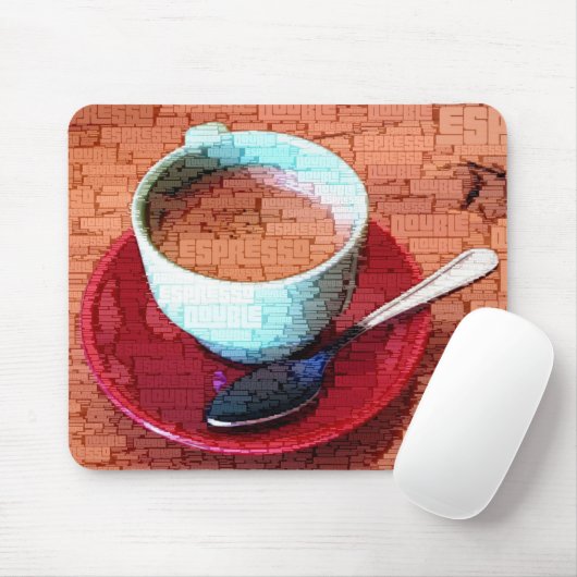 Espresso Cup en Spoon Word Cloud Muismat (Met muis)