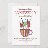 Espresso Disco kerstbomen Holiday Kaart (Voorkant)