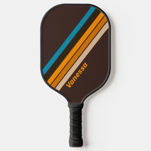 Espresso Drift Gestreept met Naam Pickleball Paddle (Voorkant)
