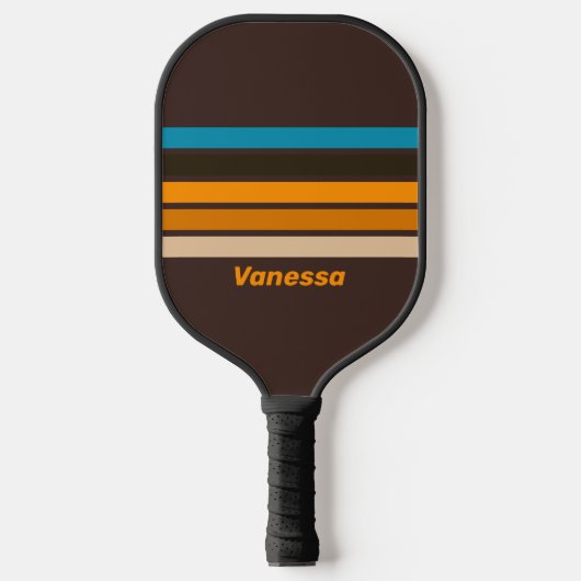 Espresso drijft over striping met naam pickleball paddle (Voorkant)
