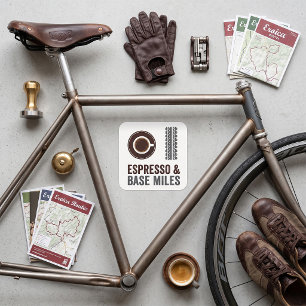 Espresso en Base Miles Fiets Caféliefhebber Vierkante Sticker