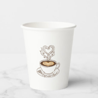 Espresso Hart Elegant – Latte Art voor de Koffieli Papieren Bekers