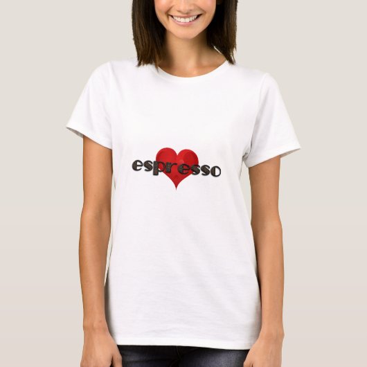Espresso Heart Coffee Love Beans Red Heart Funny T-shirt (Voorkant)