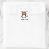 Espresso Jezelf - Grappig Pixel Art Koffie Design Vierkante Sticker (Tas)