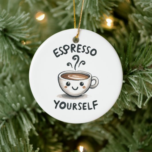Espresso Jezelf koffie Keramisch Ornament (Boom)