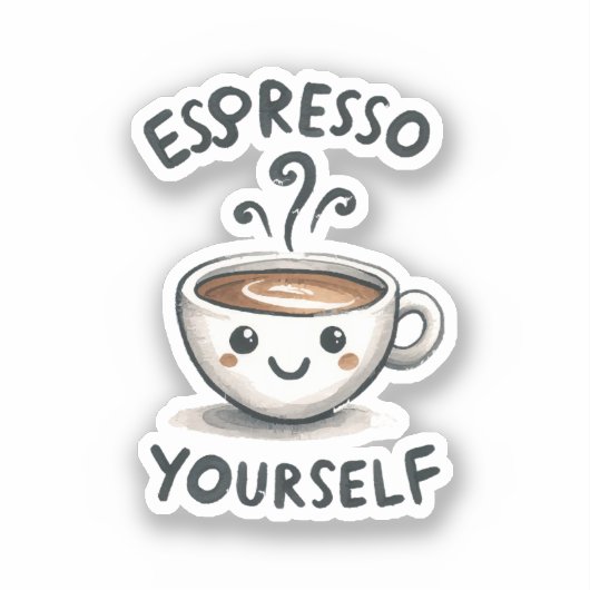 Espresso Jezelf koffie Sticker (Voorkant)