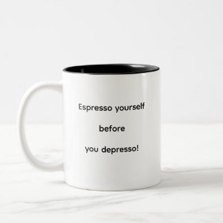 Espresso jezelf voordat je depressief wordt! tweekleurige koffiemok