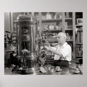 Espresso-koffiebar, 1942. Oude foto Poster