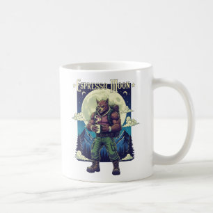 Espresso Maan Weerwolf Koffie Camping Illustratie Koffiemok