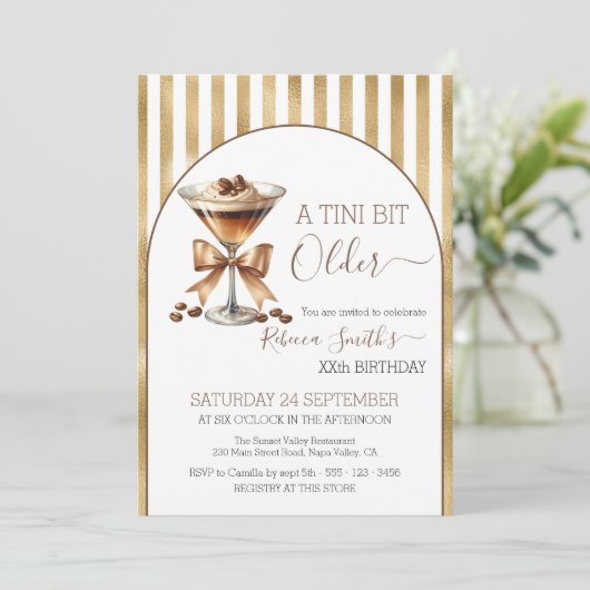 Espresso martini 'A tini bit Older' Gouden verjaar Kaart (Staand voorkant)
