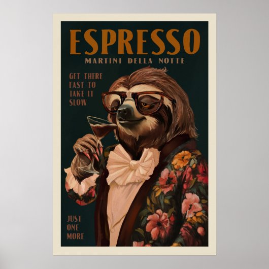 Espresso Martini Art Déco vintage Boire Sloth (Devant)