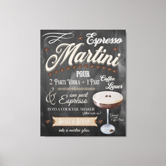 Espresso Martini Chalkboard Recipe Canvas Afdruk (Voorkant)