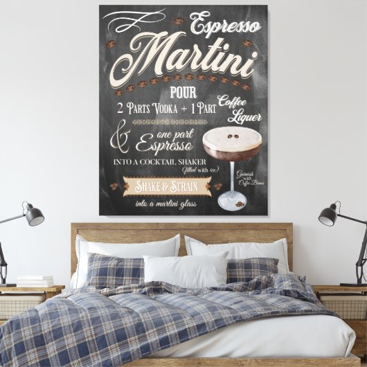 Espresso Martini Chalkboard Recipe Canvas Afdruk (Insitu (Slaapkamer))