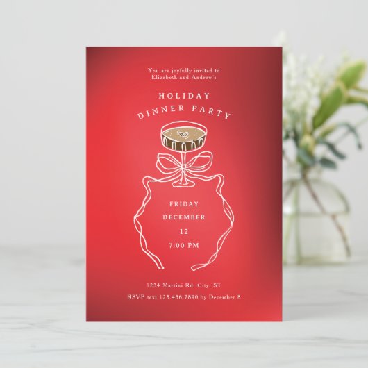 Espresso Martini Dîner de Noël Invitation (Debout devant)