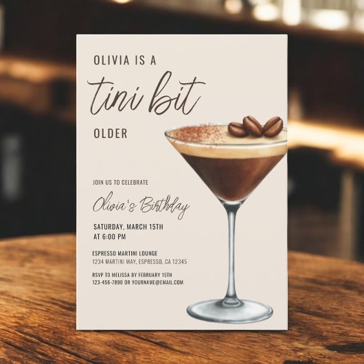 Espresso Martini Een beetje ouder verjaardagsfeest Kaart
