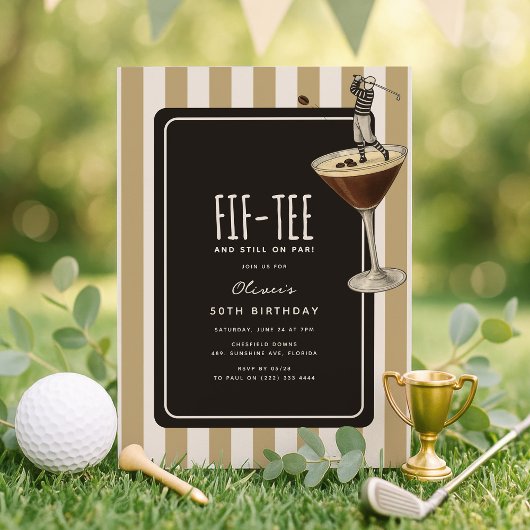 Espresso Martini Golf Themed 50th Birthday Kaart