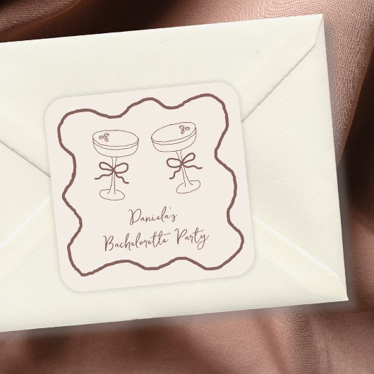 Espresso Martini Hand Getekend Jonggezellenfeest Vierkante Sticker