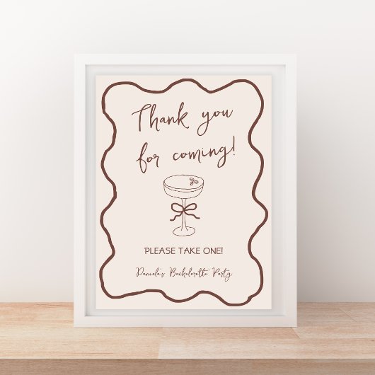 Espresso Martini Hand getrokken Bachelorette Favor Poster