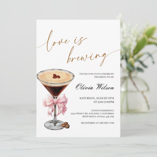 Espresso Martini Invitation à la douche nuptiale (Debout devant)