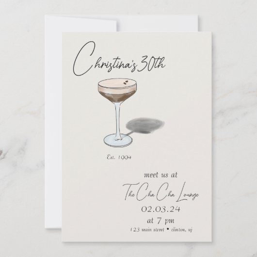 Espresso Martini Invitation Anniversaire (Devant)