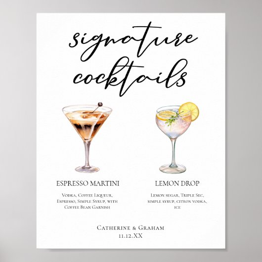 Espresso Martini Lemon Drop Cocktails Bruiloft Men Poster (Voorkant)