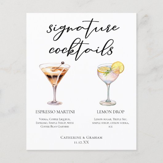 Espresso Martini Lemon Drop Cocktails Menu (Voorkant)
